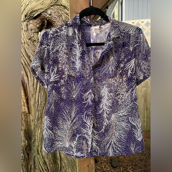 Vintage Kling Wah Abstract Leaf Blouse (70s/80s Style) - Picture 3 of 6